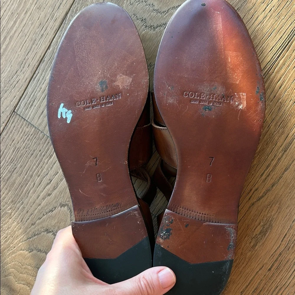 Cole Haan Brown Leather Fisherman Slip-Ons - Picture 7 of 7